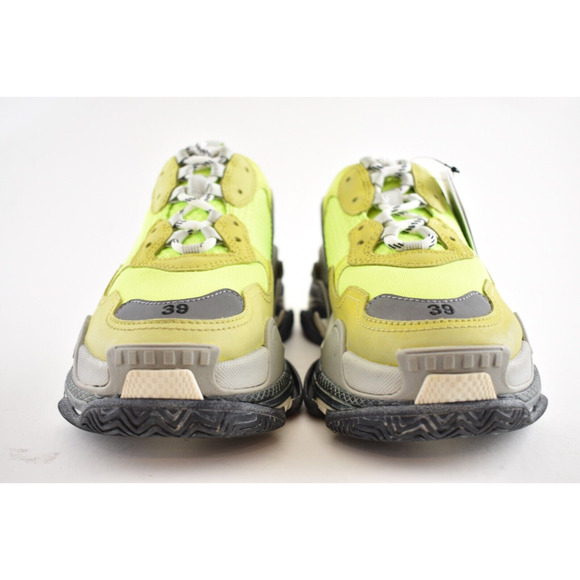 Balenciaga Triple S Mens Jaune Neon Yellow Grey Speed Flat Trainer Sneaker 39 6 - Picture 5 of 10